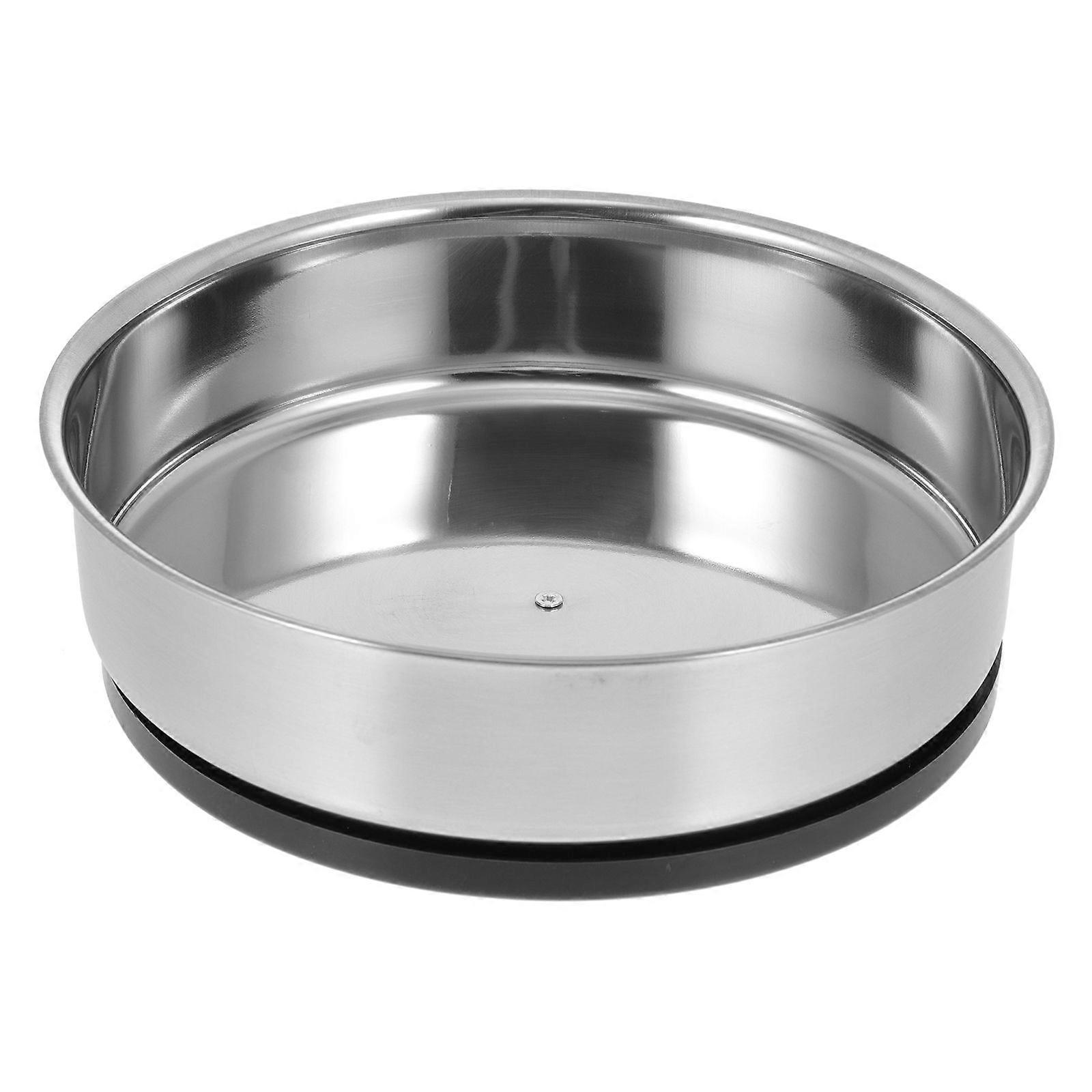 1Pc Rotating Storage Tray Creative Round Stainless Steel Kitchen Storage Plate