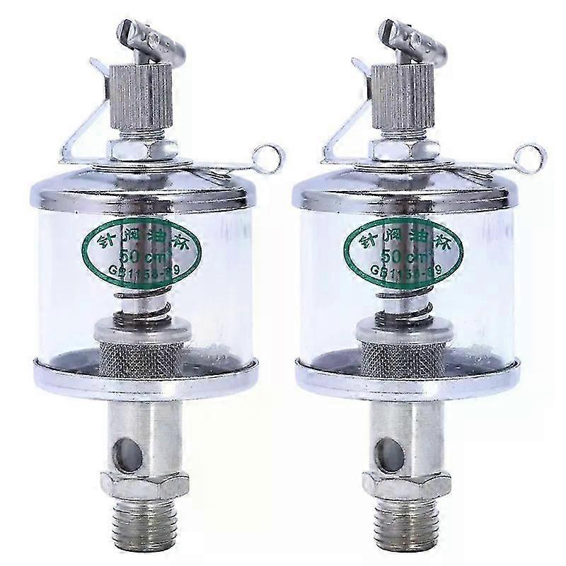 2X 50Ml Engine Machine Lubricator Oil Gravity Drip Feed Oiler Clear+Silver