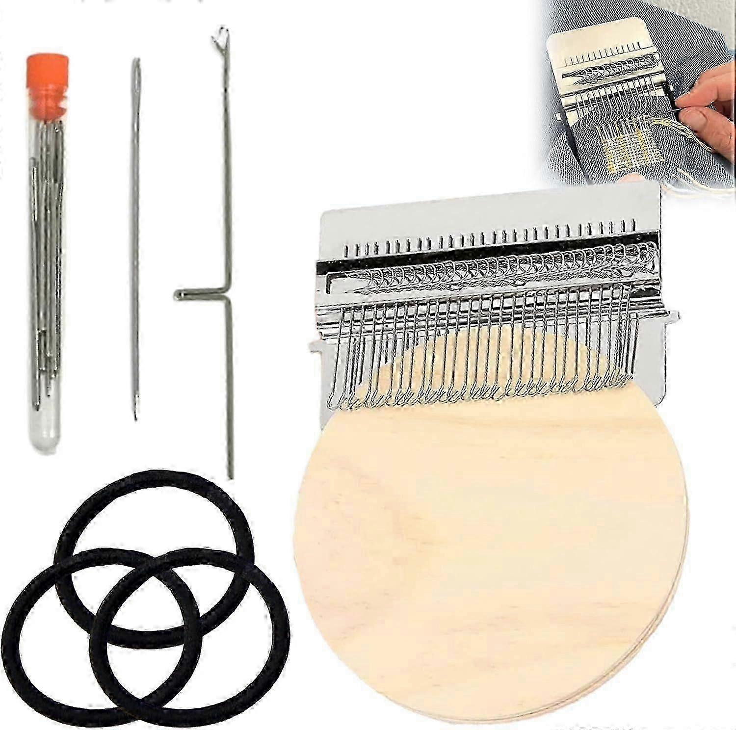 PatchMaker 2.0 Kit, Loom Knitting Kit for Beginners, Mini Portable Patch Darning Loom Kit, Patchwork Weaving Tool Set for Quickly Sewing Repair, Sewin