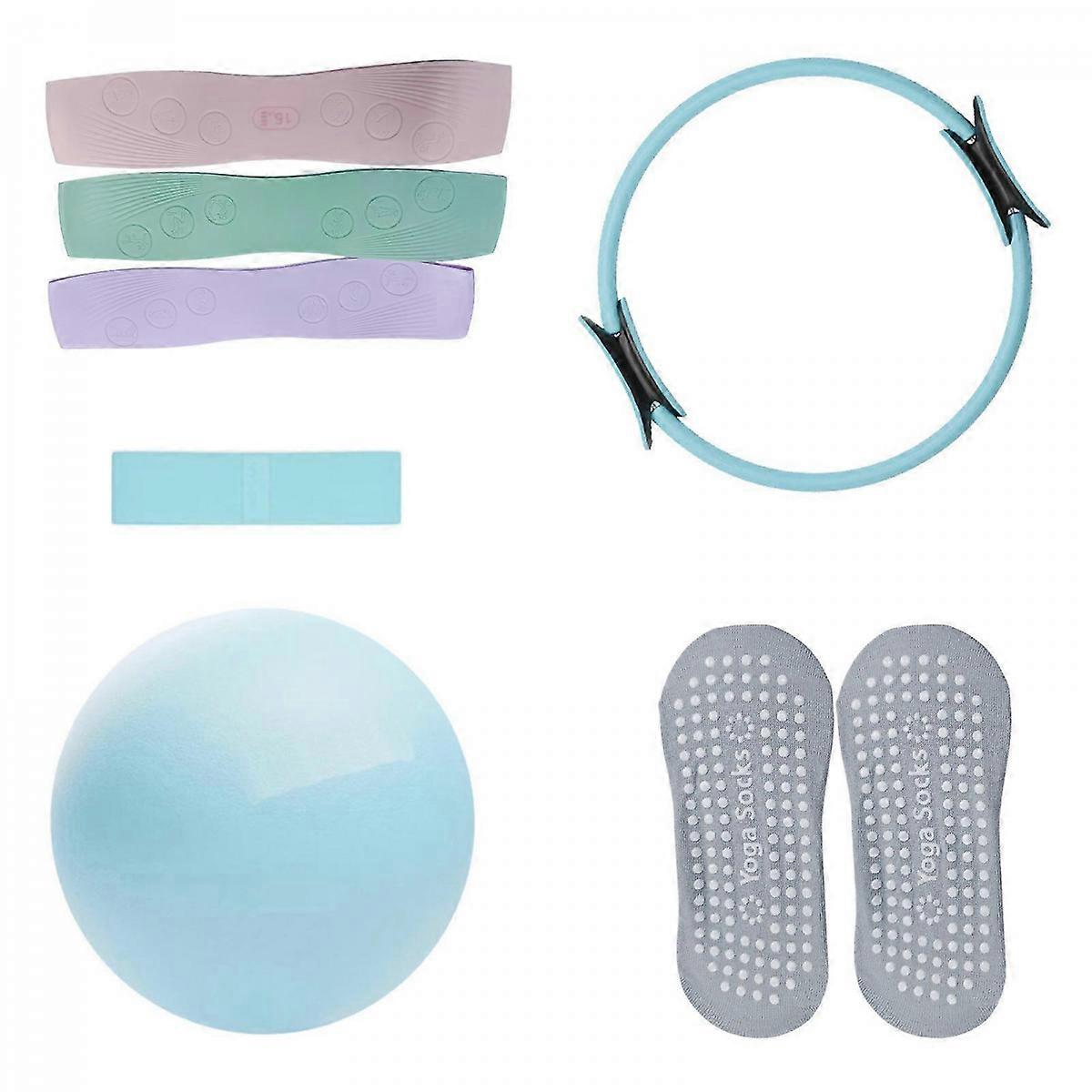 7 Pcs Purple Pilates Ring Set with Resistance Band