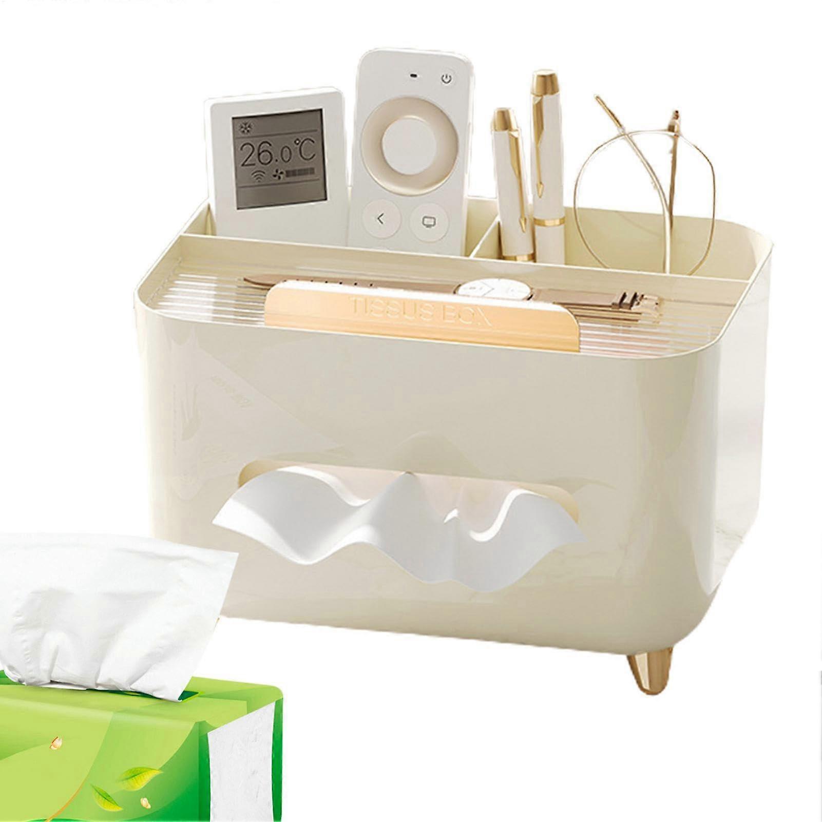 Tissue Box Organizer with MultiFunctional Storage and Decorative Napkin Holder for Bathroom