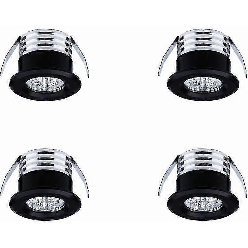 4-Pack Mini Recessed LED Spotlights, 3W Warm White, Black