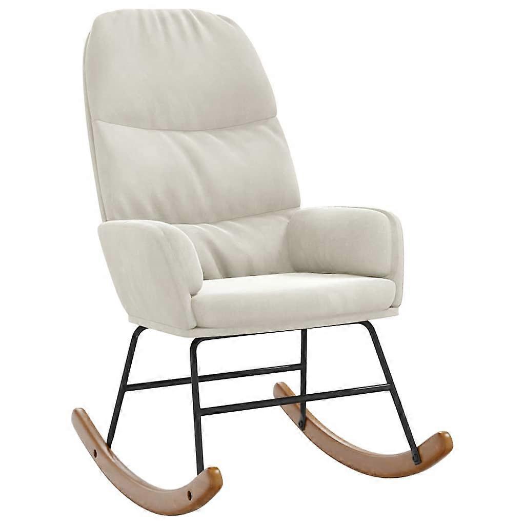 vidaXL Schommelstoel fluweel crèmewit