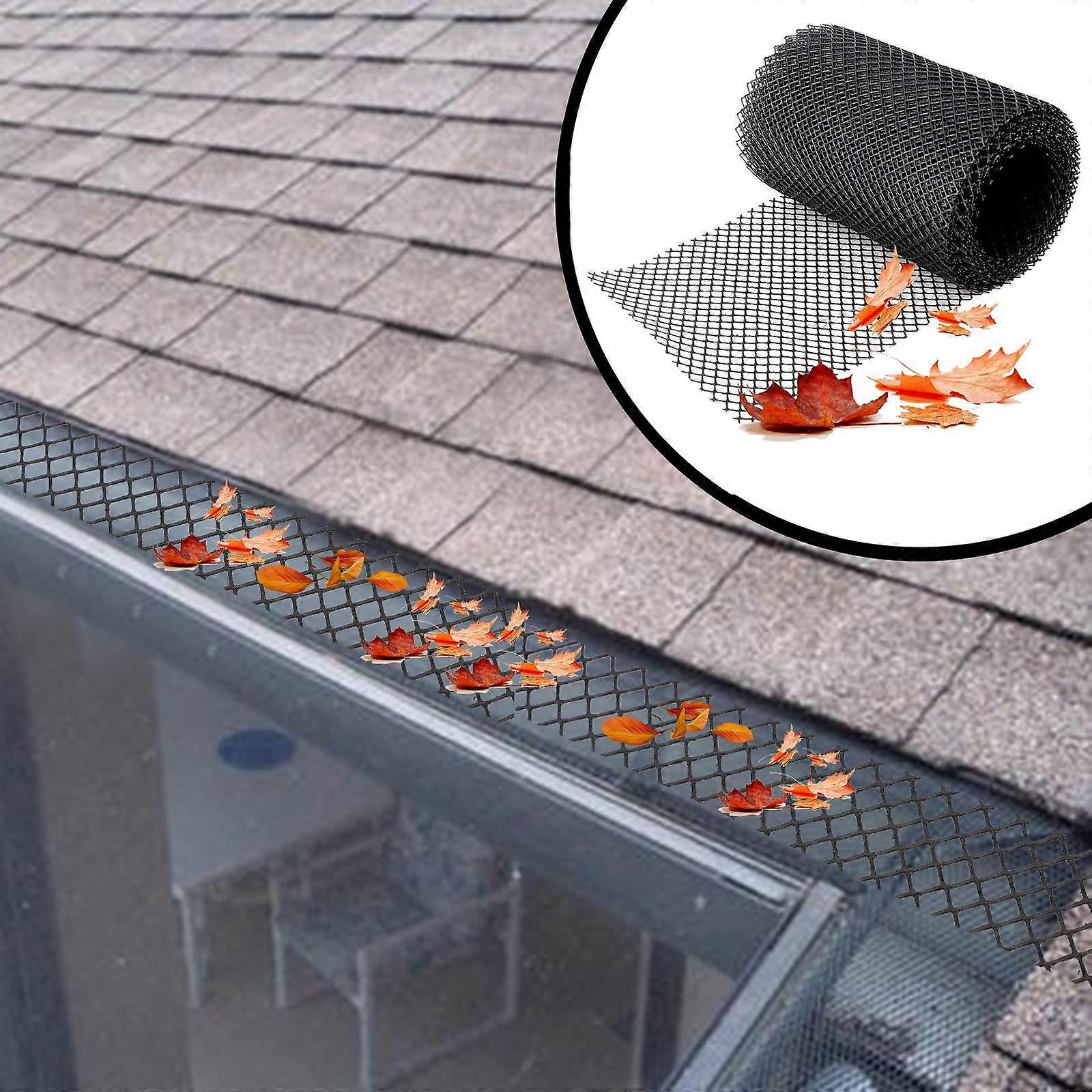 Gutter Guard Mesh 19.68ft Plastic Leaf Filter with 10 Nails for Clog Prevention and Rust Protection