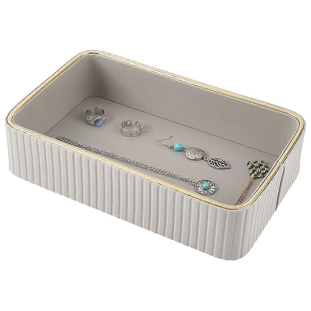 Imitation Leather Storage boxes without Lid for Key Storage Rectangle Dark Gray 24.3x15.3x5.7cm