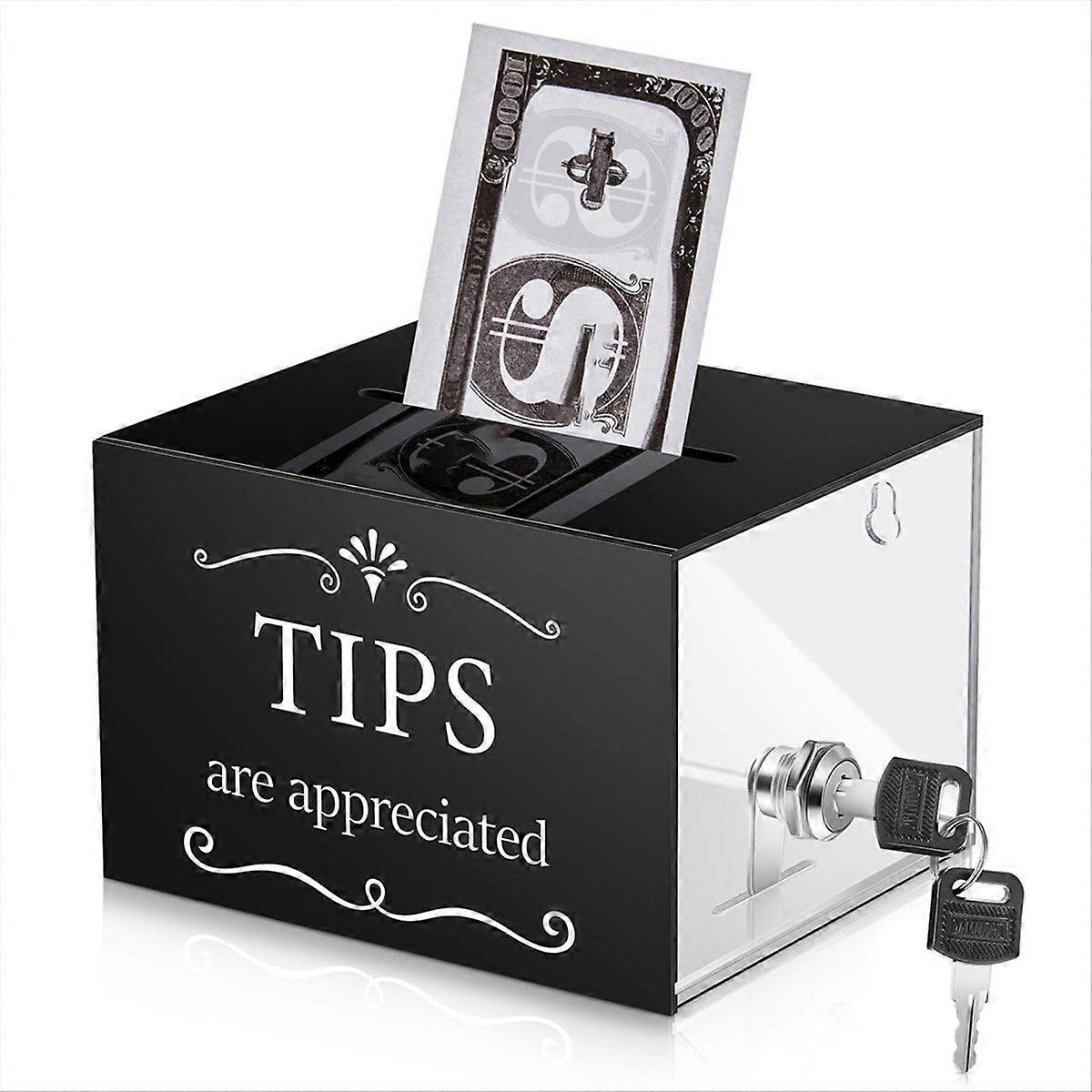 Tip Jars for Money Tip Collection Box with Lock