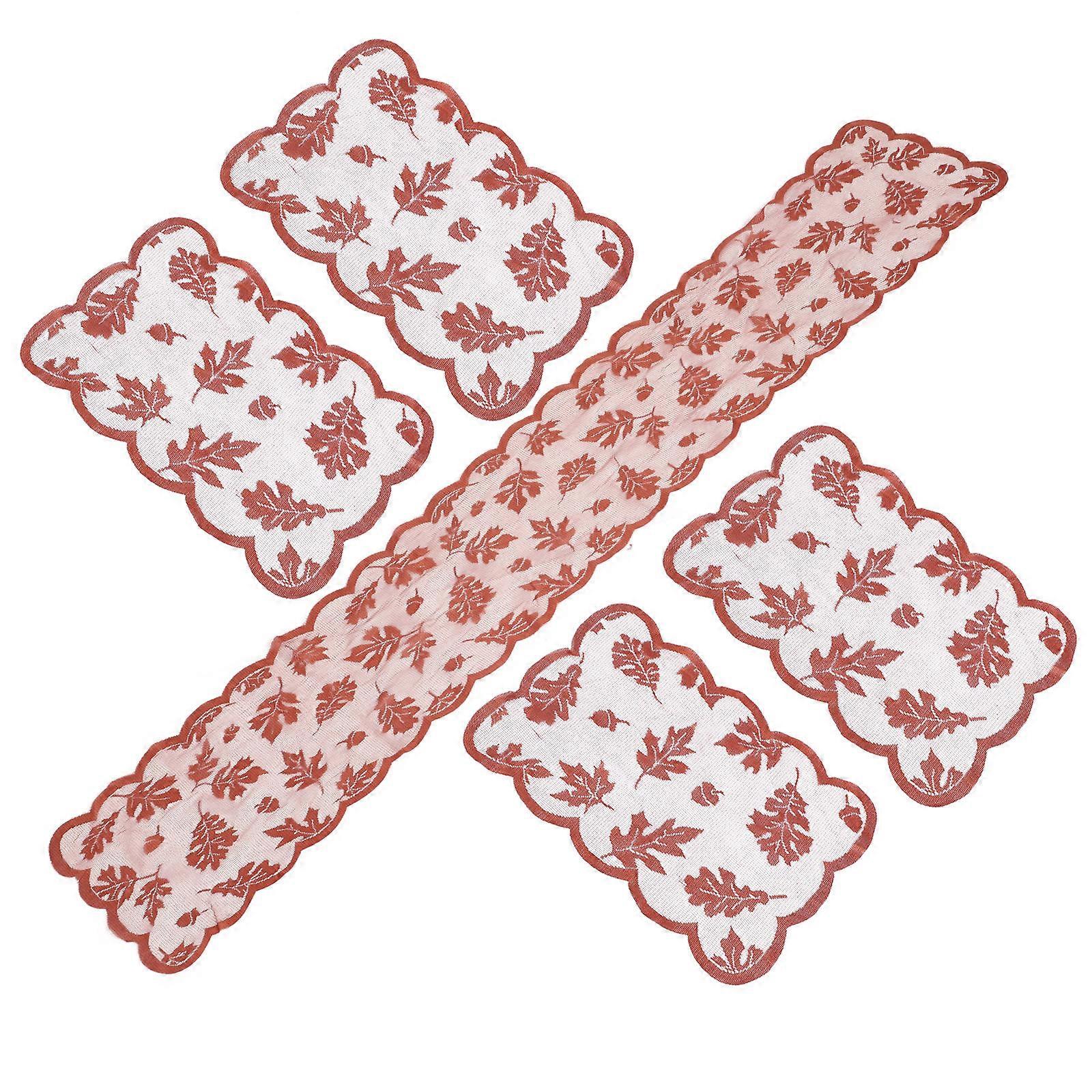 Thanksgiving Table Runner Set for Decoration 1Set Golden Polyester Table Mats