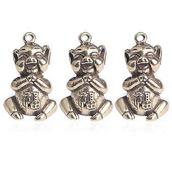 Porte-clés pendentif cochon en laiton doré, lot de 3 ornements pour la décoration intérieure