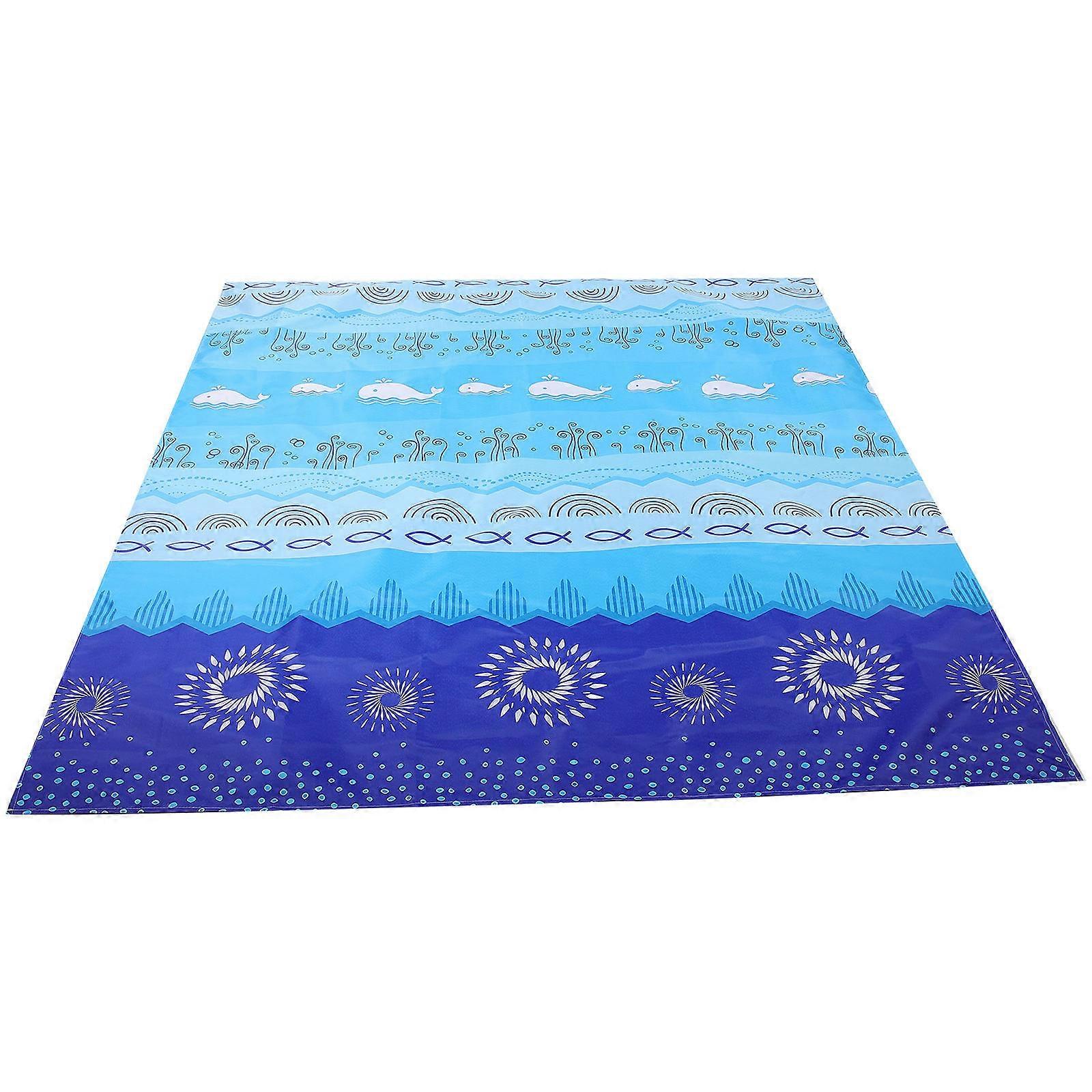 Decorative Picnic Blanket for Camping 4Pcs Blue Polyester Portable Mat