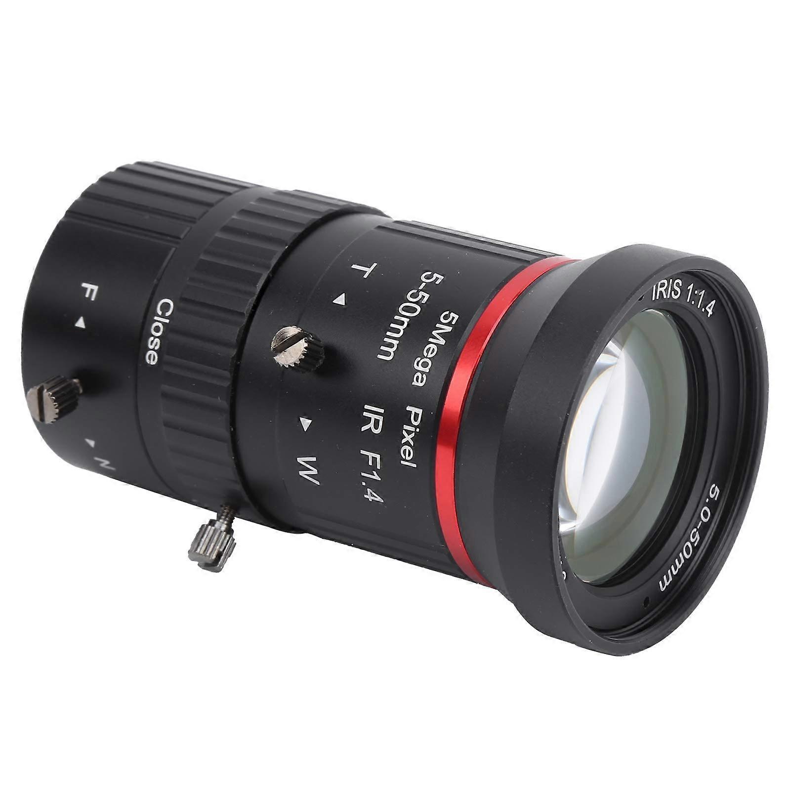 Security Camera Zoom Lens 50mm CS Mount 5MP Low Distortion Imaging Adjustable Aperture