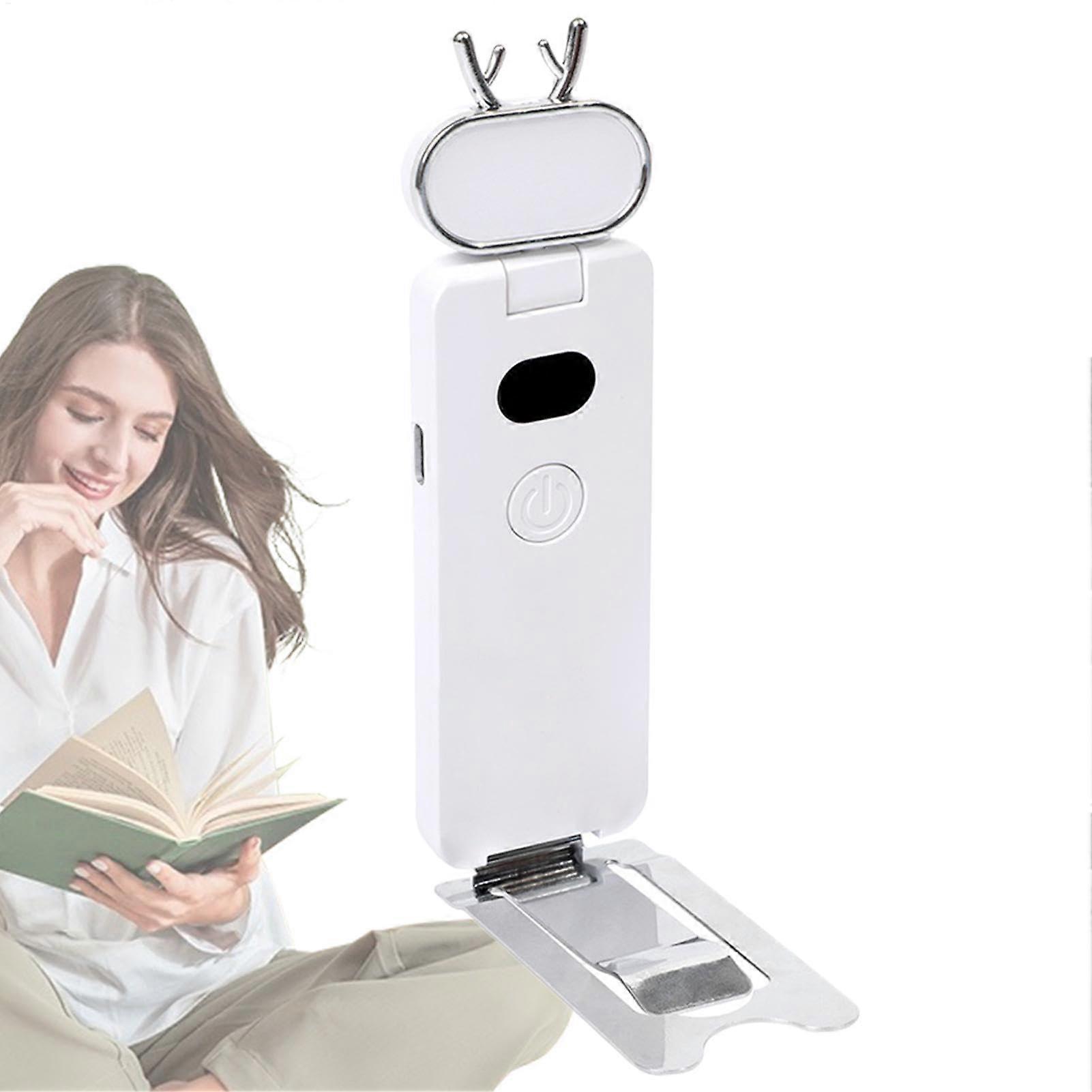 USB Rechargeable Clip On Book Light for Bed with EyeCaring Dimmable Modes, 80H Runtime, White