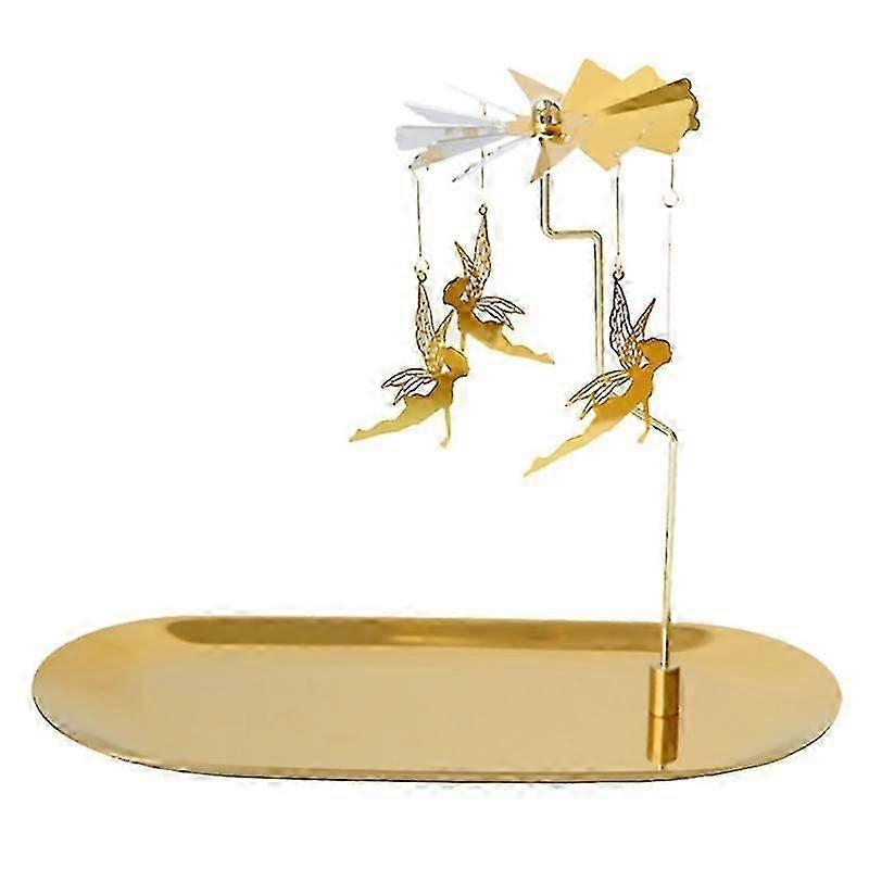 1 Set Golden Iron Rotating Romantic Candlestick (Without Candle)