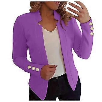 Chaquetas para mujer, otoño 2025, ligeras, con botones, cortas y bolsillos, color morado, talla 3XL