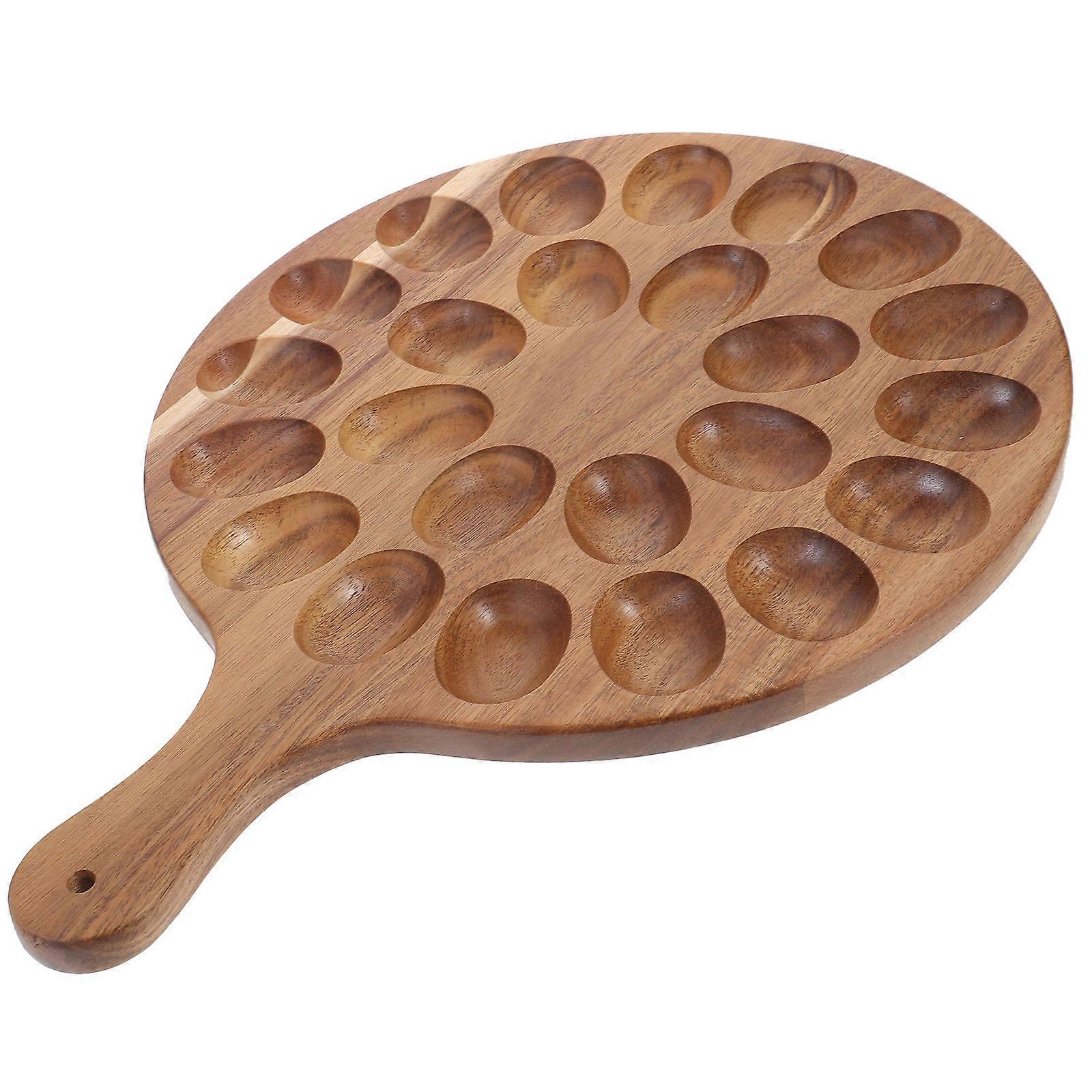 Chicken Egg Tray Acacia Deviled Egg Platter Serving Tray with Handle