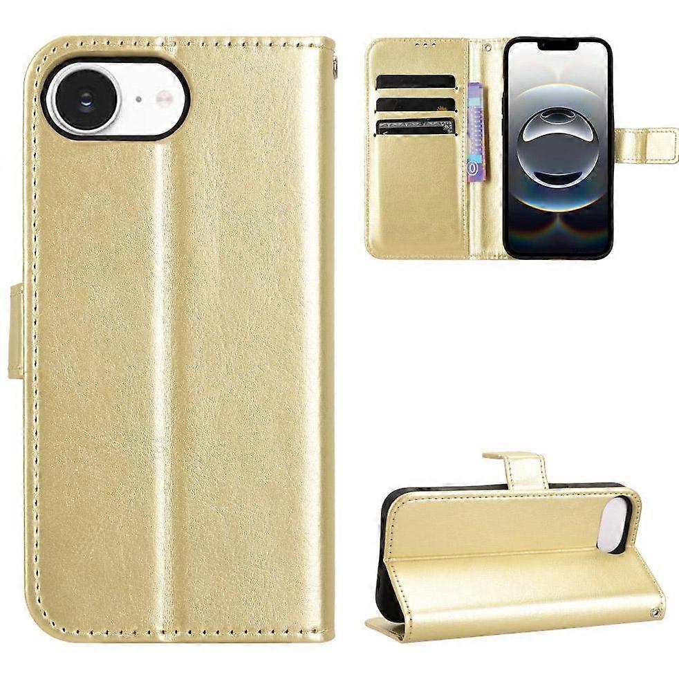 ZURSANA Wallet Case for iPhone 17e PU Leather Card Holder Magnetic Flip Cover Kickstand Strap gold