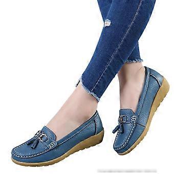 Dames platte ballerina's met uitgesneden details, ademende leren mocassins, dames bootschoenen voor buitenactiviteiten, reizen en winkelen_mpn