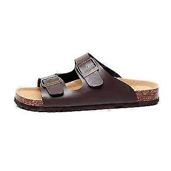 2-bands verstelbare platte casual sandalen met gesp en kurken voetbed voor heren en dames - wfx