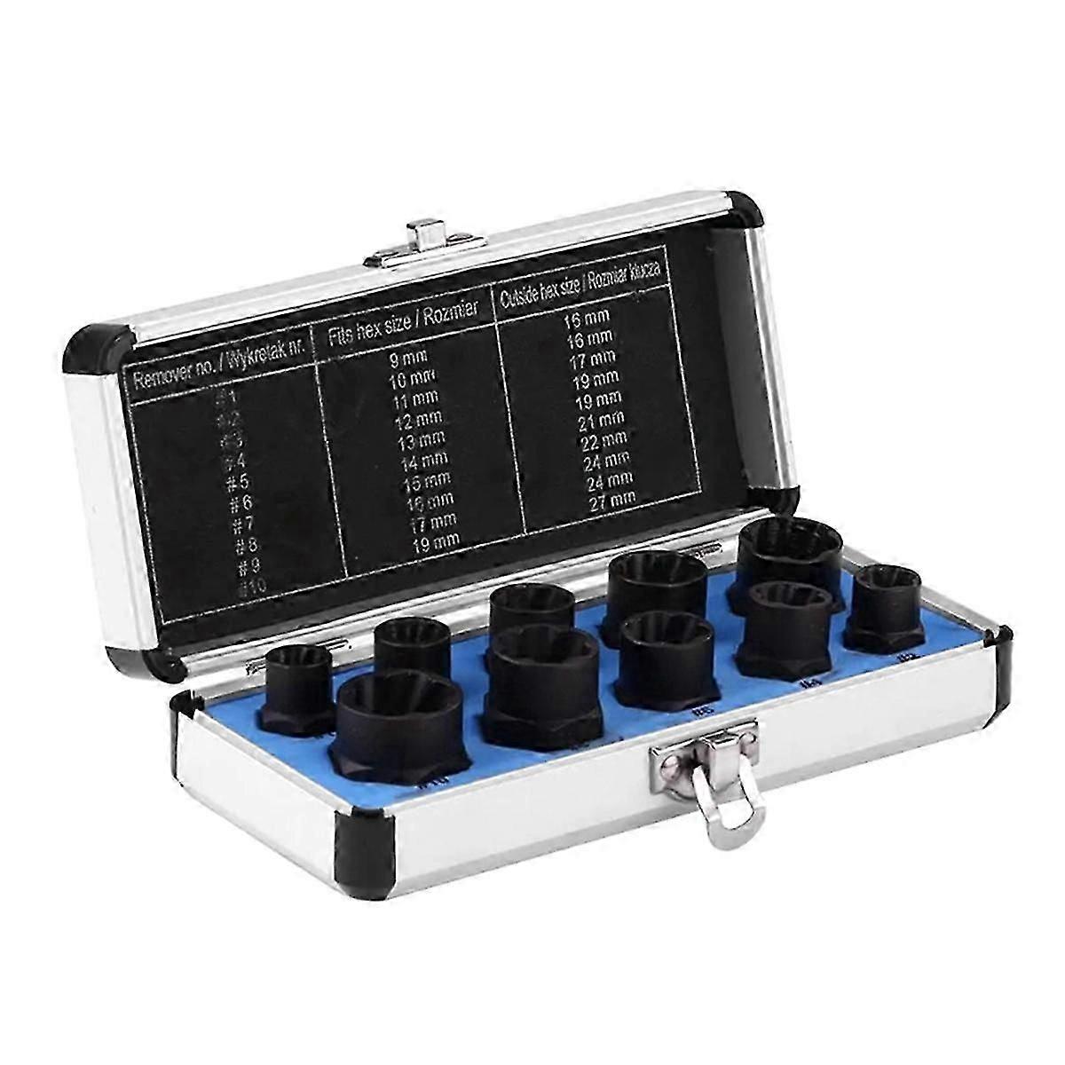 10pc Nut Extractor Set Broken Screw Nut Removal Tool Set Machine Repair Combination Tool Set