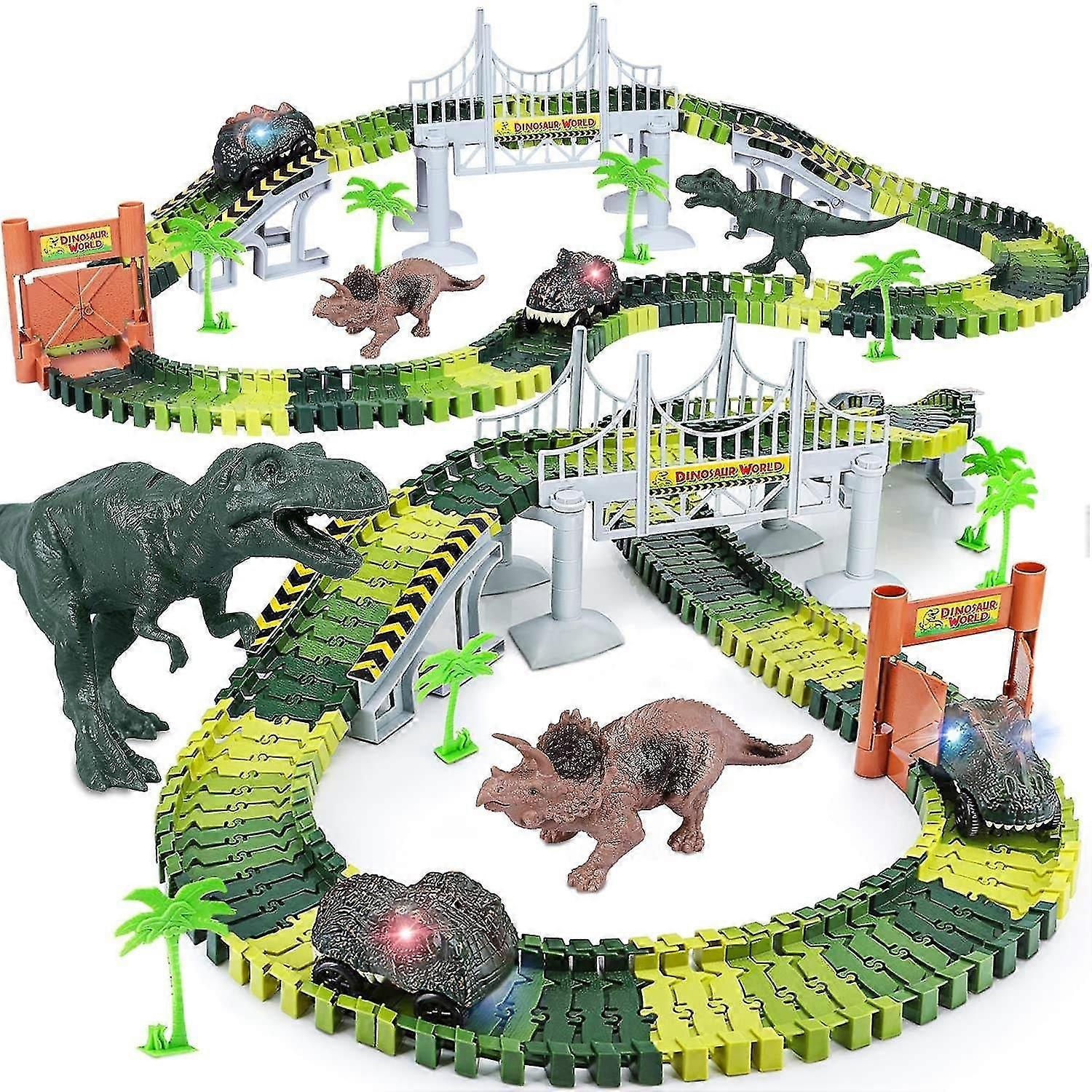 Assembled dinosaur track car toy