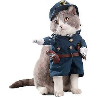 Uniforme Dww para Cães e Gatos, Roupa Fofa para Pets, Fantasia Divertida de Cosplay, Roupa de Policial Legal com Chapéu para Cães e Gatos
