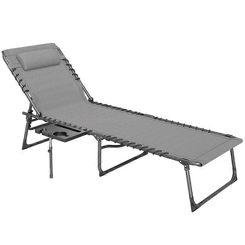 Foldable recliner with five-level adjustable back and side table