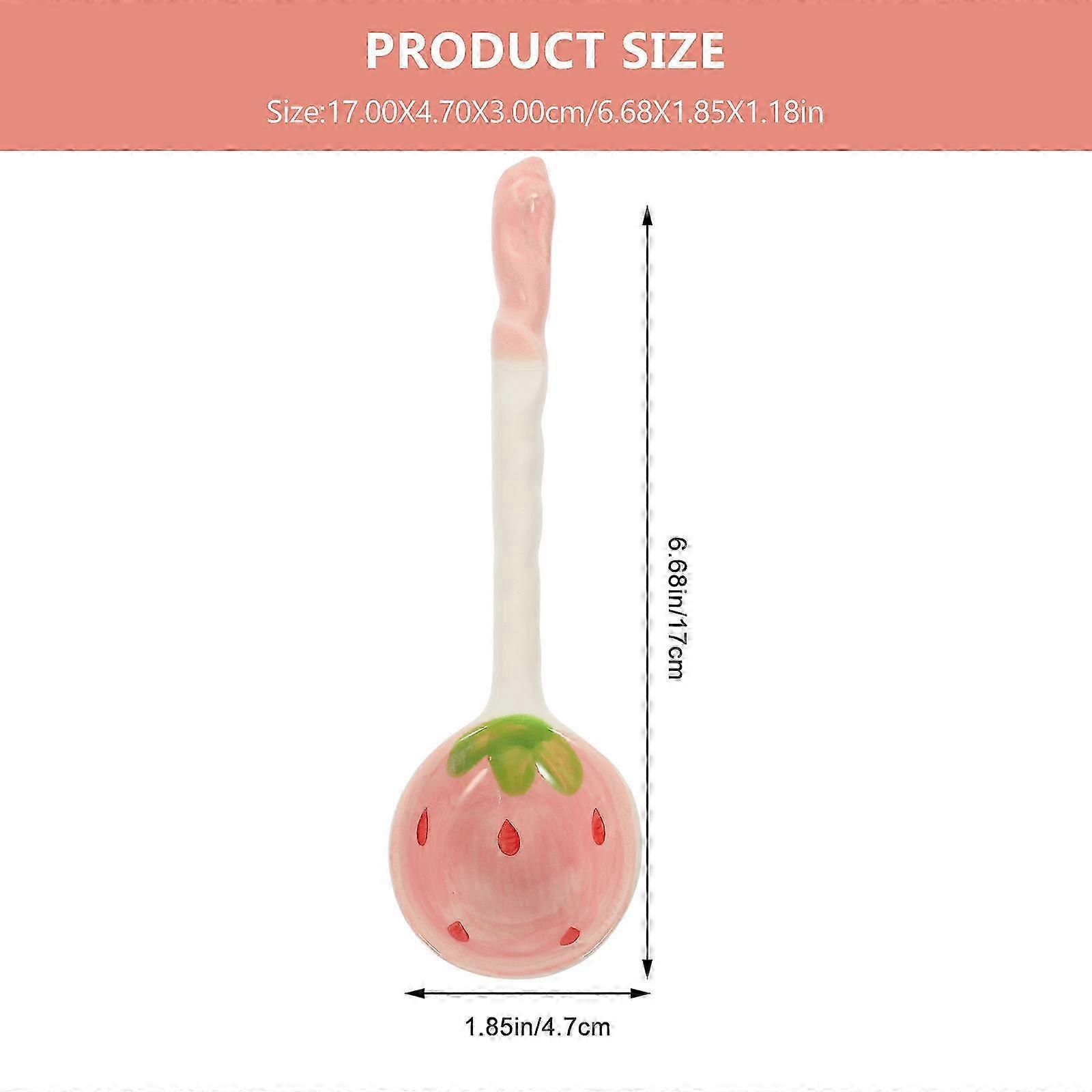 2Pcs Household Ceramic Spoons Fruit Pattern Ceramic Spoons Long Handle Spoons Kitchen Spoons