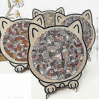 135pcs Irregular Morandi-Colored Cat Shaped Wooden Jigsaw Puzzle Unique Animal Shape Wooden Puzzles for Adults Kids Holiday Birthday Present Idea