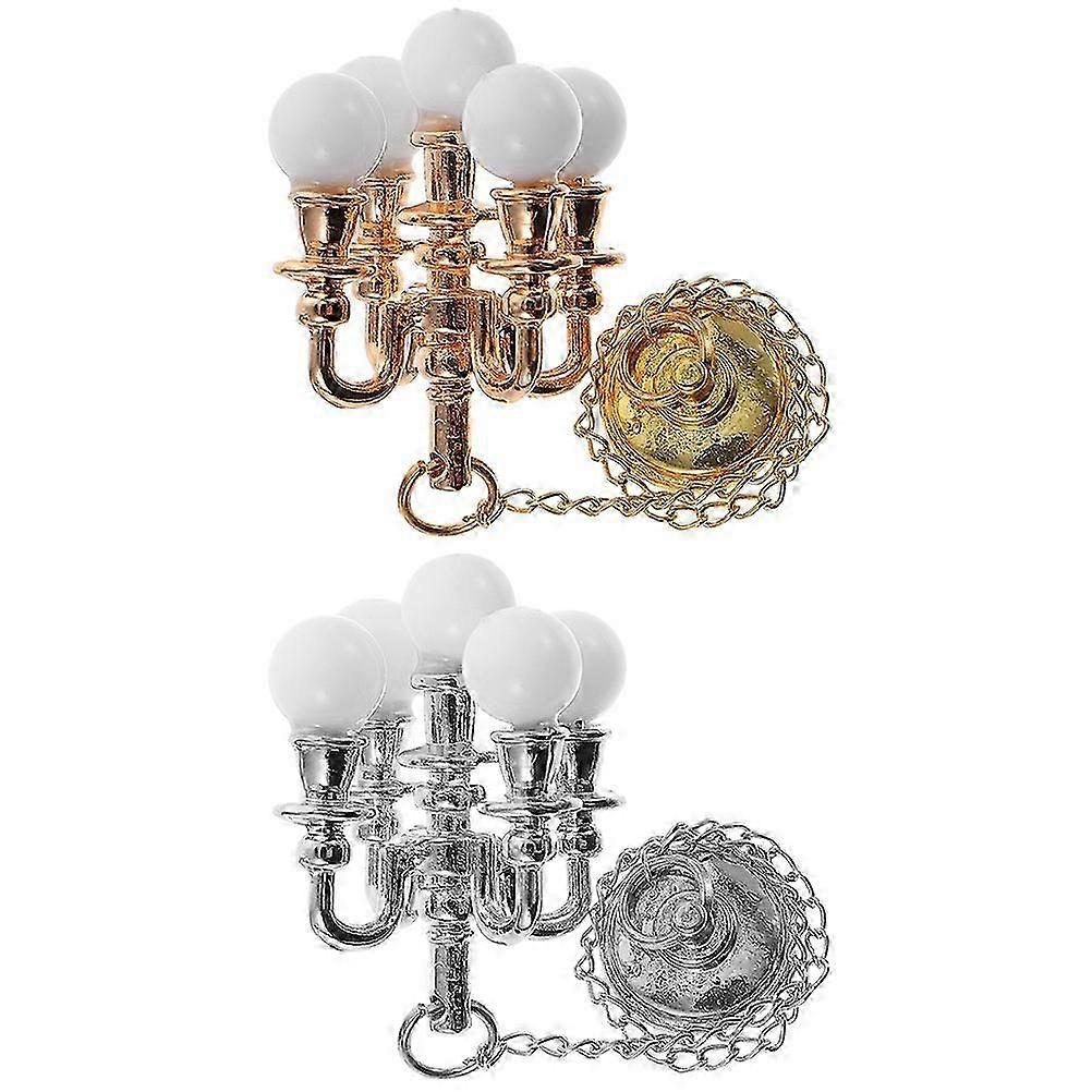 Mini Ceiling Lamp Simulation Lamp for Decor 2Pcs Plastic Mini House Accessories