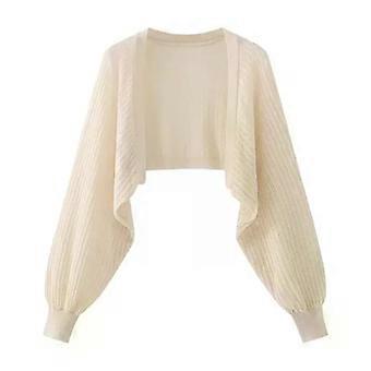 Hollow-out Long-sleeved Knitted Cardigan Top Women/s Summer Thin Jacket Vest Dress Shawl Worn Over A Shirt