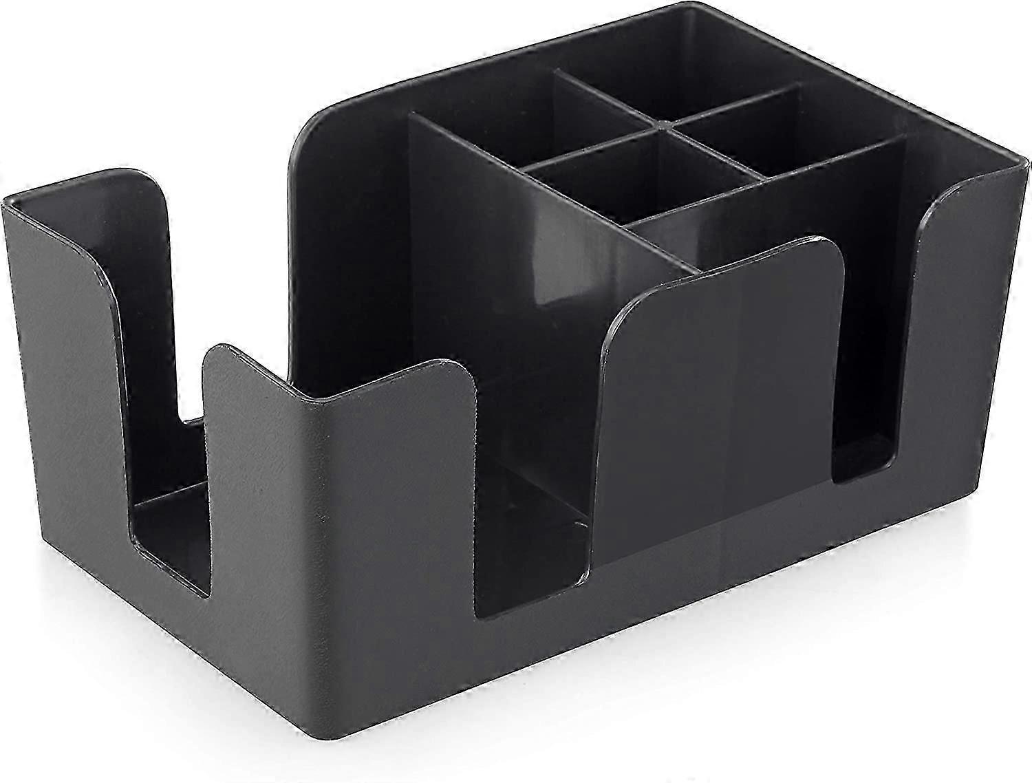 Plastic Bar Caddy Organizer with 6 Compartments, Black