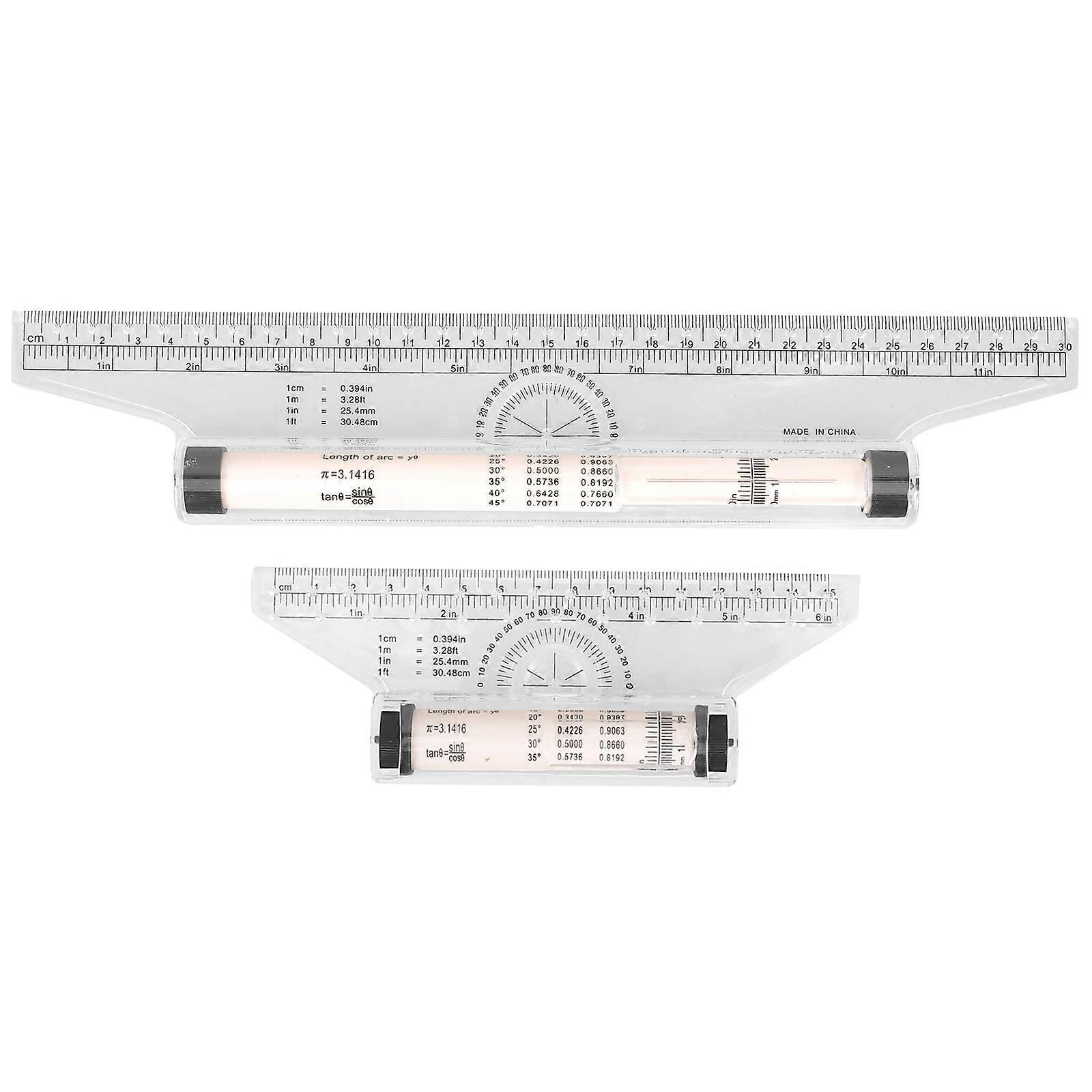 2pcs Multi-purpose Drawing Ruler Engineers Rolling Ruler Portable Measuring Tool