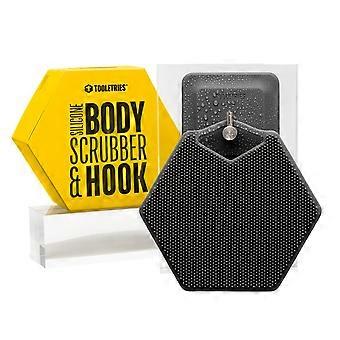 Silicone Body Scrubber, Shower Scrubber with Hook - Charcoal