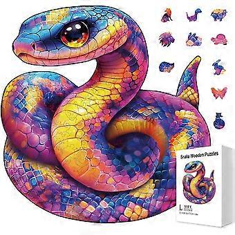 200Pcs Snake Wooden Jigsaw Puzzles for Adult Year of Snake Wooden Puzzles Colorful Unique Shaped Wood Puzzles for Holidays
