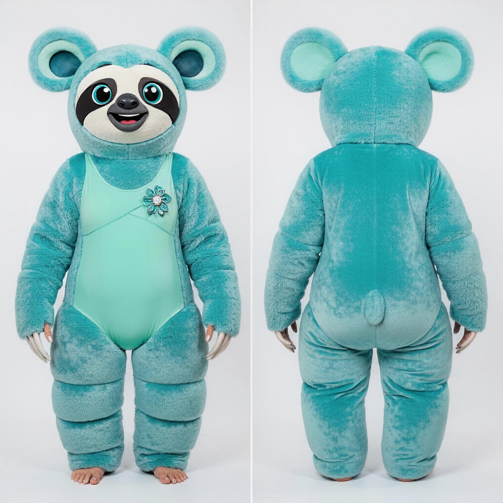 MASTICOT Cyan Velvety Giant Sloth Mascot