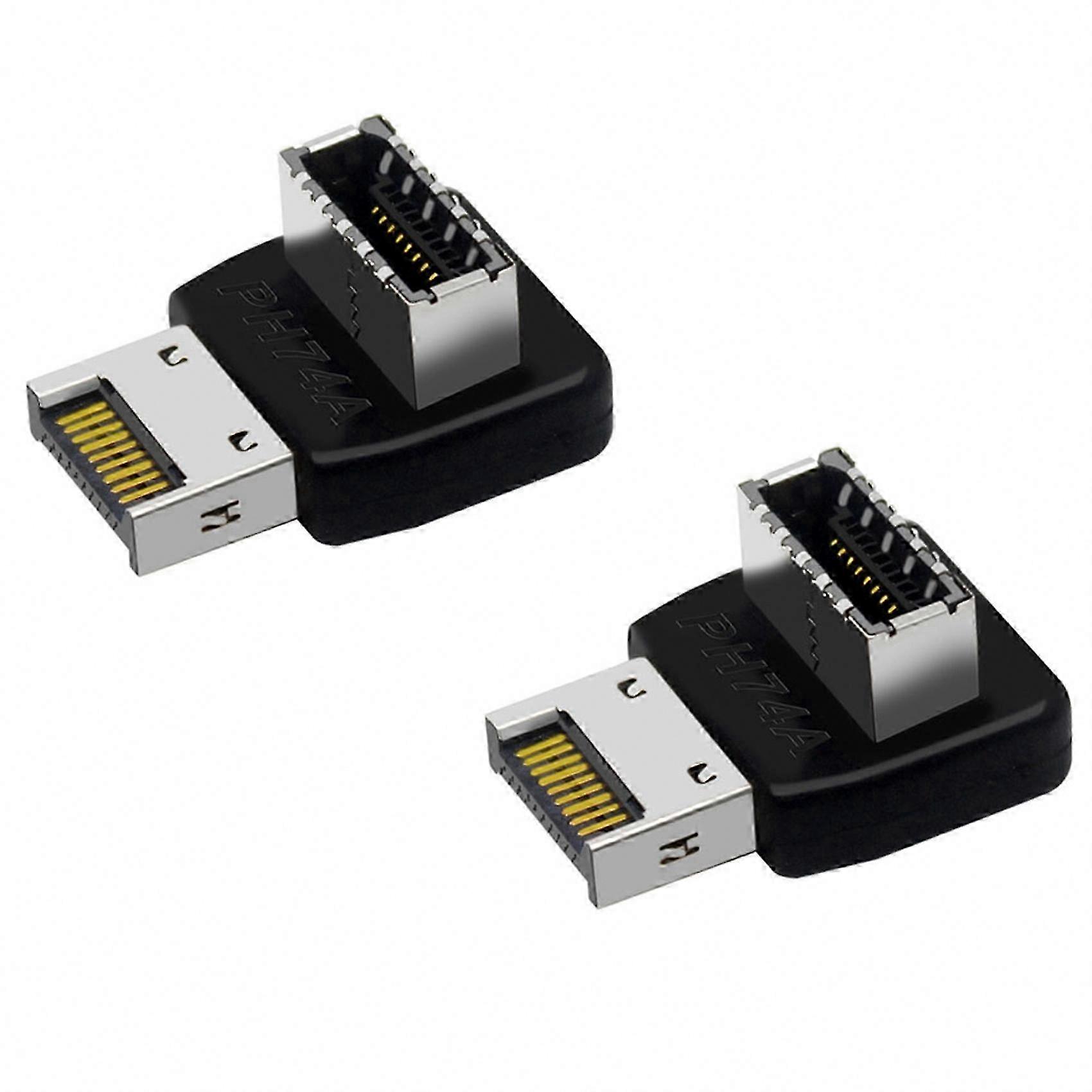 2X Front Type-C Installed Adapter | Computer Motherboard Type-E to USB 3.1 Type-E Interface | 90 Degree Steering Elbow (PH74A)