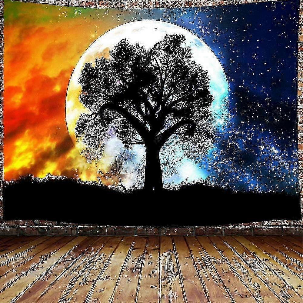 Psychedelic Moon Starry Galaxy Tapestry