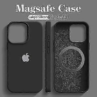 Magsafe Liquid Silicone Soft Case for Apple iPhone 16 15 14 12 13 Pro Max Wireless Charging With Logo 16 Magnetic Cover - J
