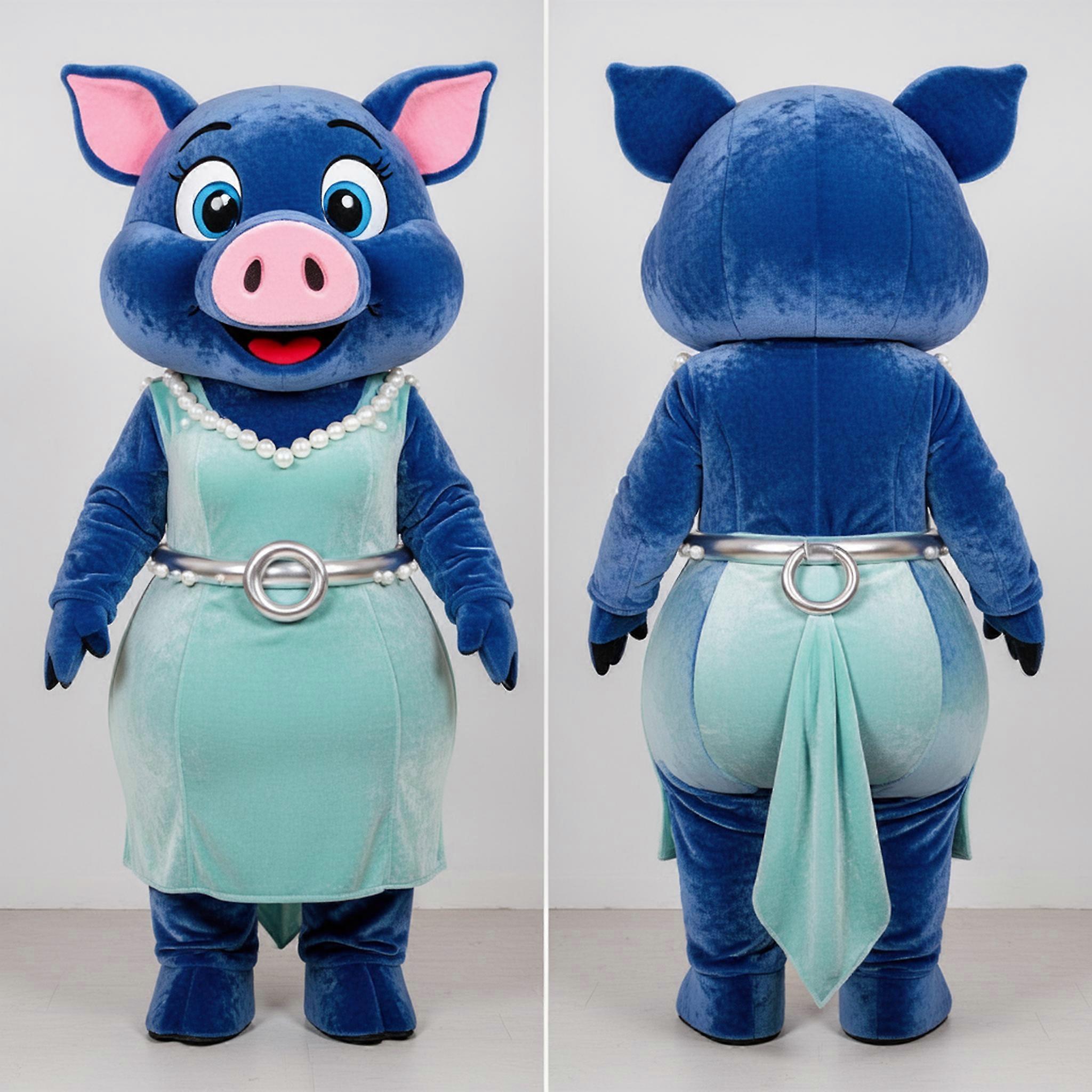 MASTICOT Velvety Blue Smiling Sow Mascot