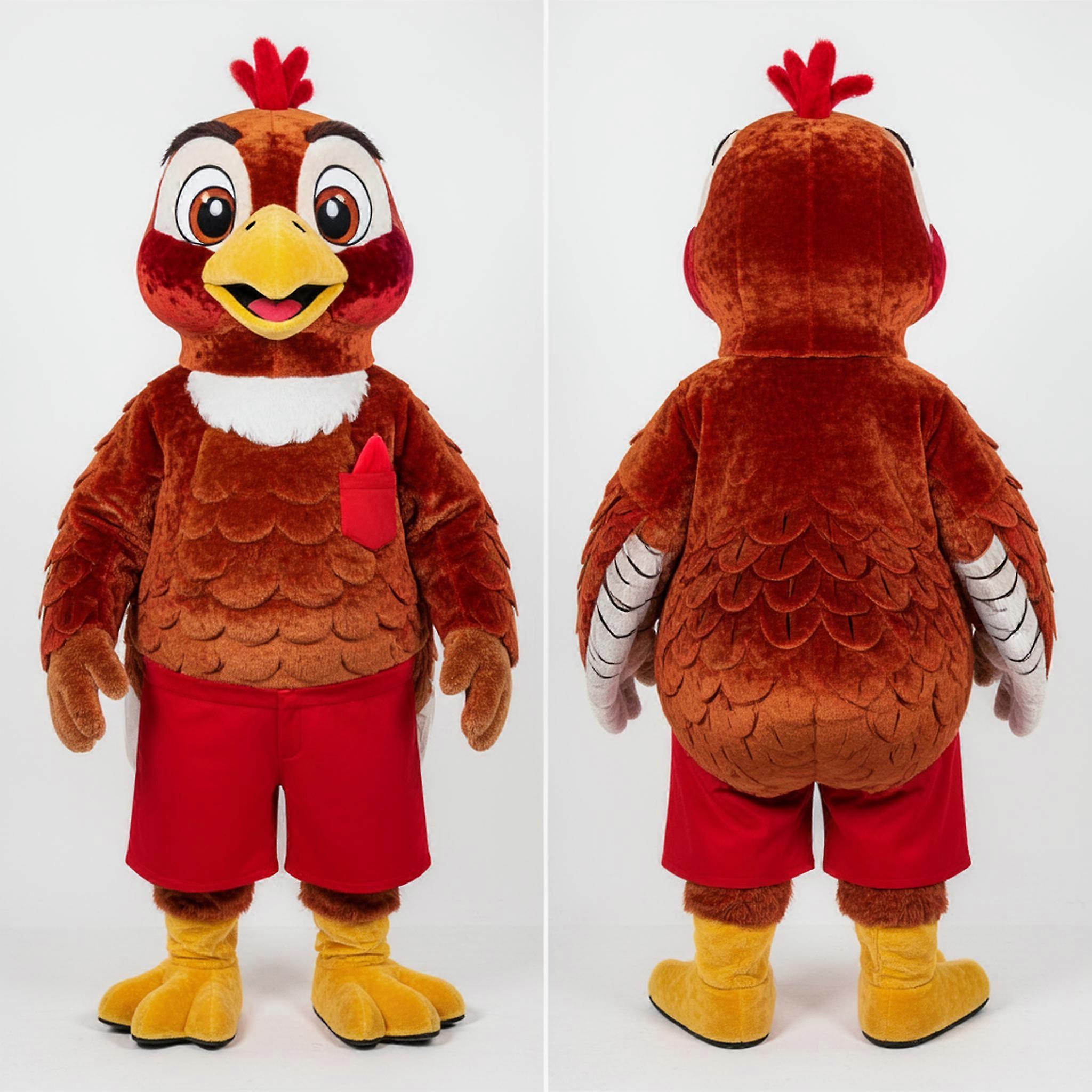 MASTICOT Rust Colored Velvety Cartoon Pheasant Mascot