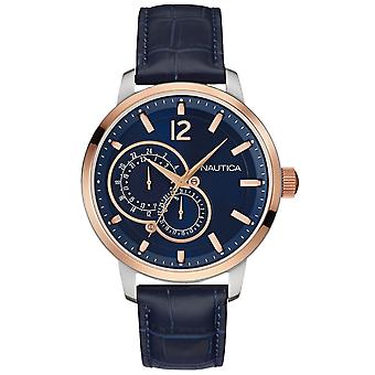 Nautica NCT-15 multi Quartz analoge man horloge met NAI16501G Cowskin armband