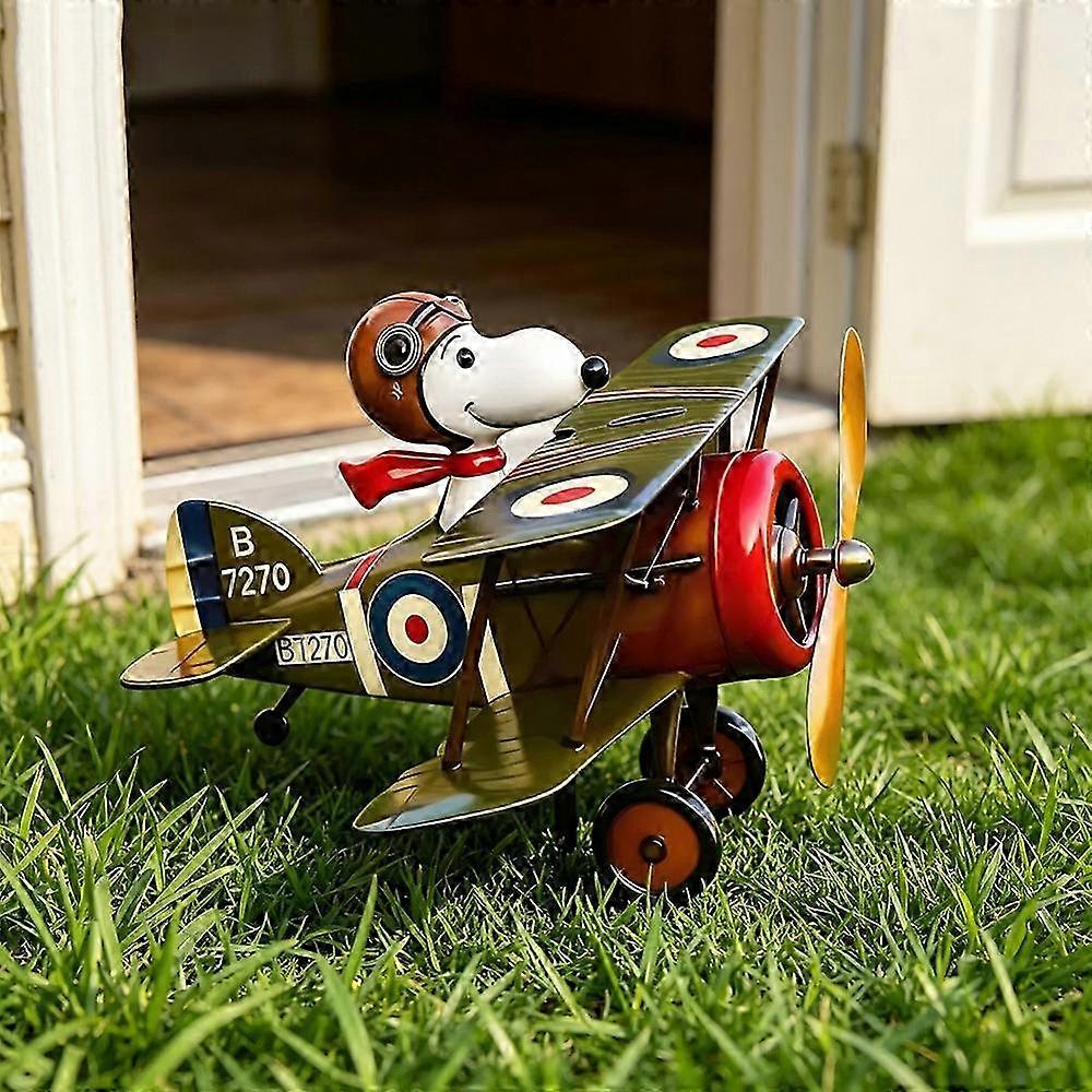 Biplane-Themed Metal Wind Spinner