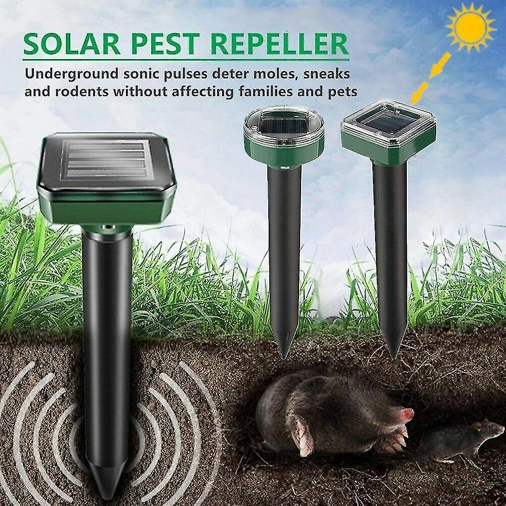 2pack Solar Ultrasonic Gopher Mole Snake Repellent Repeller