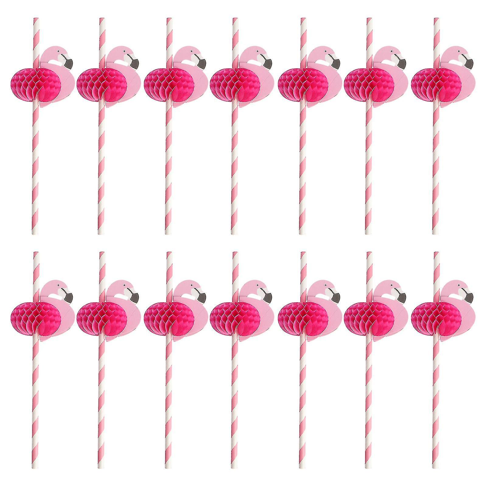 25pcs Flamingo Paper Straws Disposable Paper
