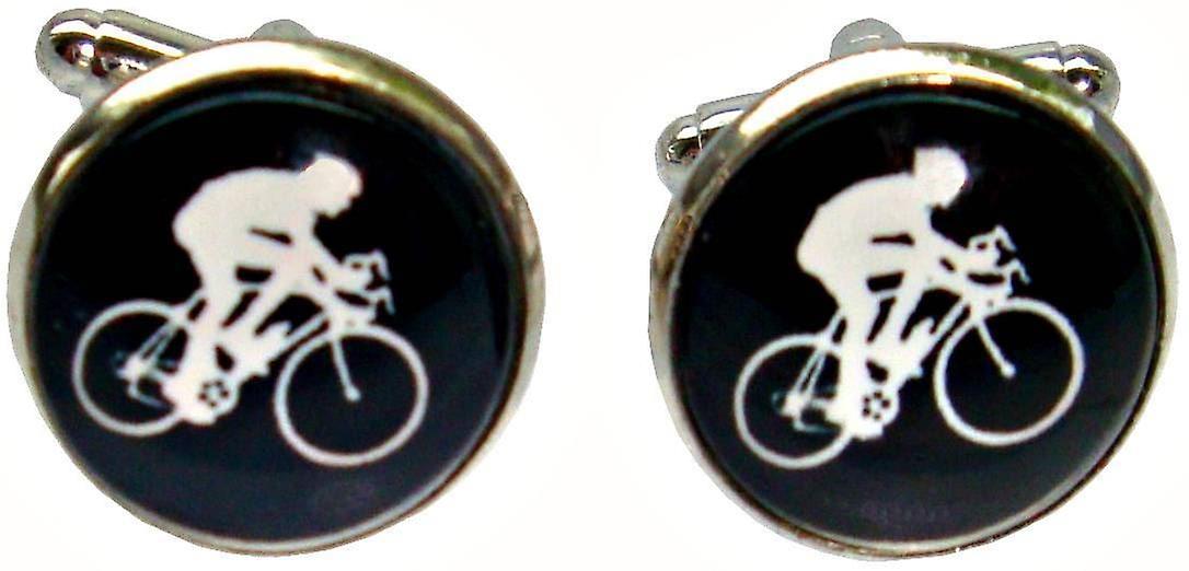 Bassin and Brown Cycling Cufflinks - Black/White