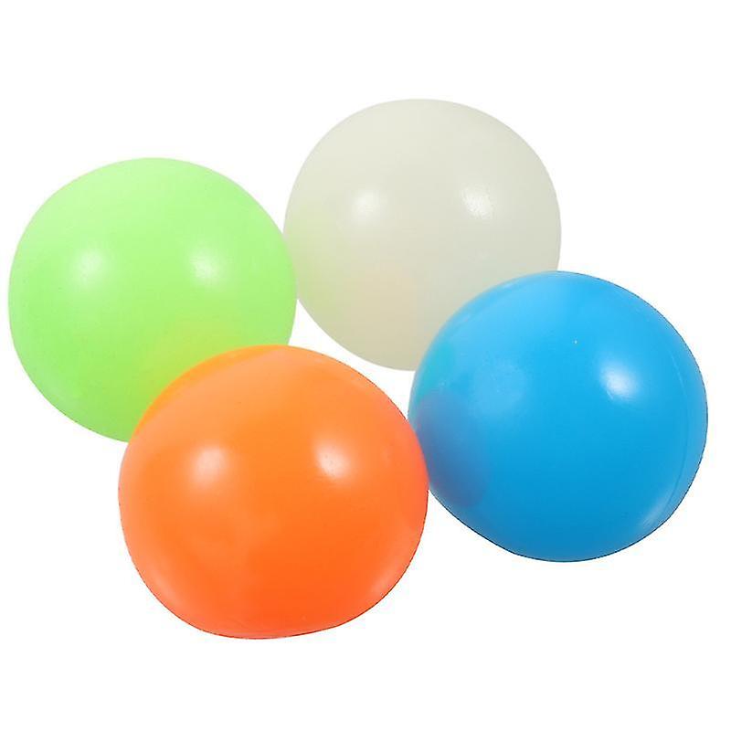 6.5X6.5x6.5cm Assorted Color Toy Tools 4 Pcs Stress Relief Ball 65mm Luminous Squeeze Sticky Ball Ba