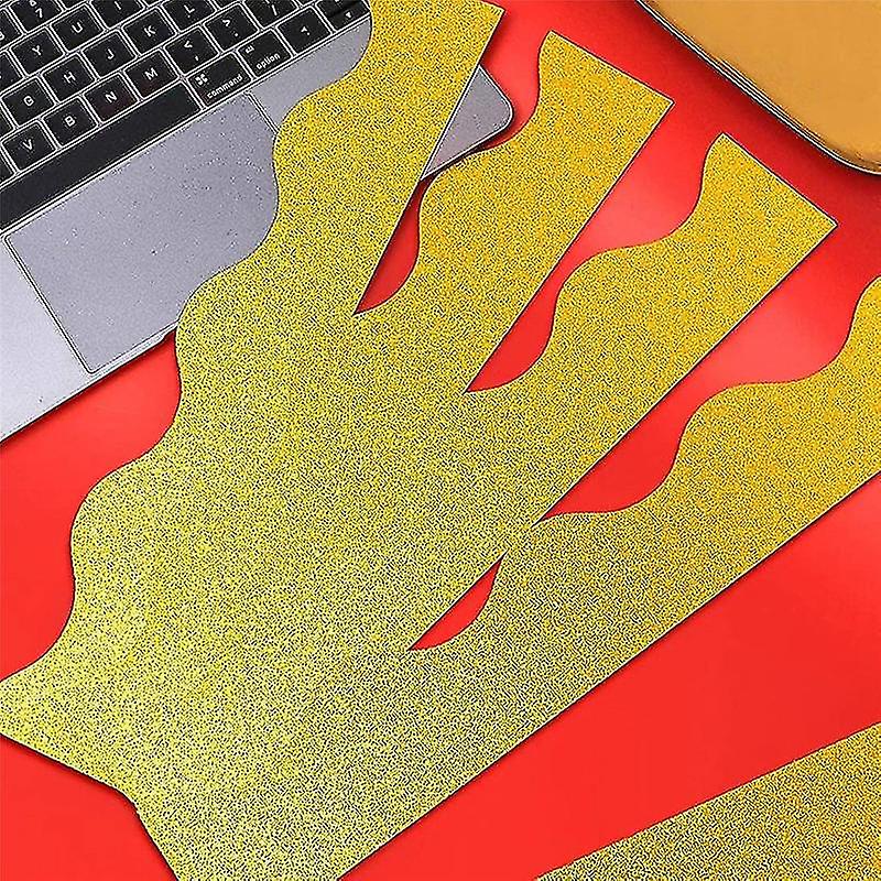 30pcs Gold Bulletin Board Borders, Shine Scalloped Bulletin Borders For Classroom Office (13x 2.95