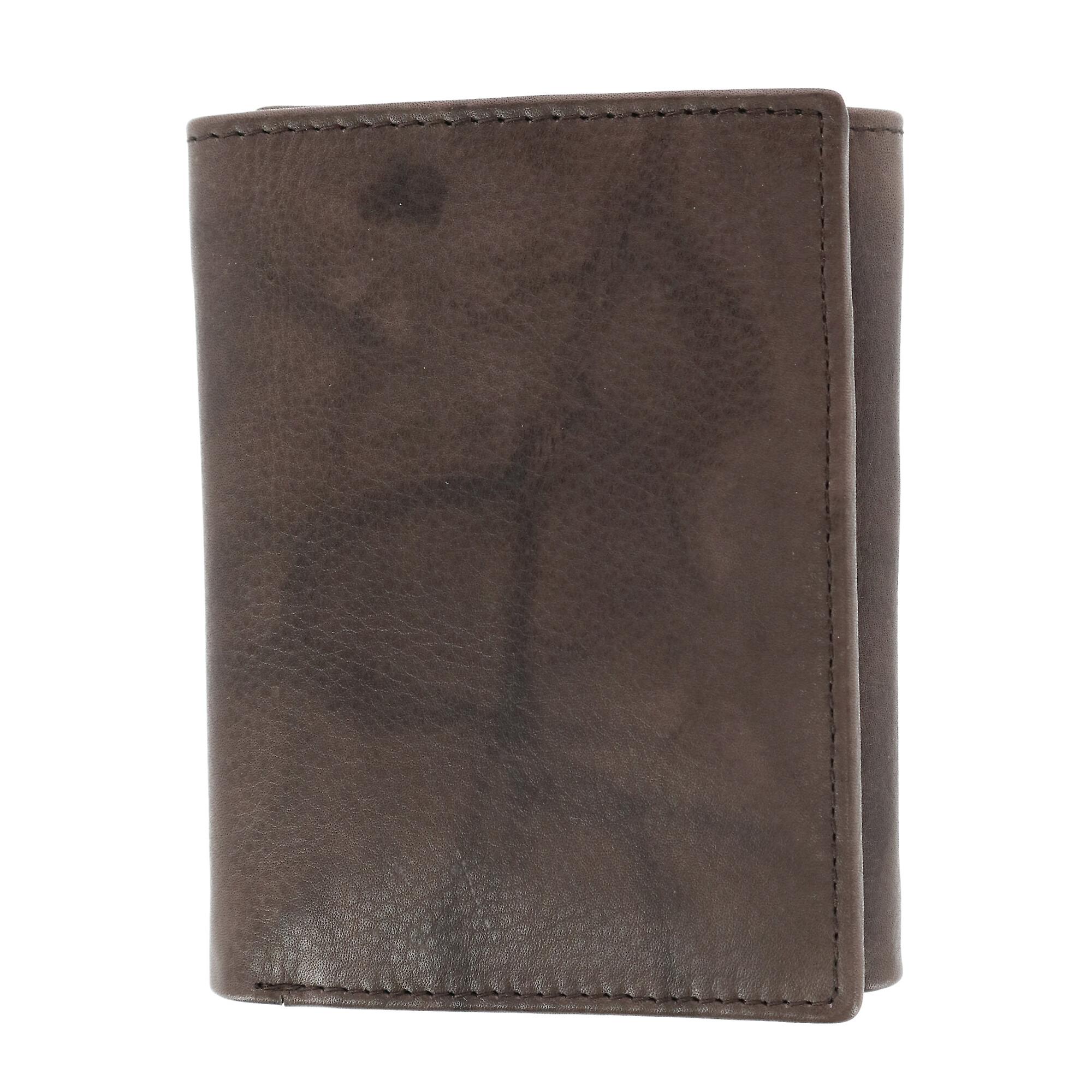 CTM American Bison Leather RFID Trifold Wallet (Men)
