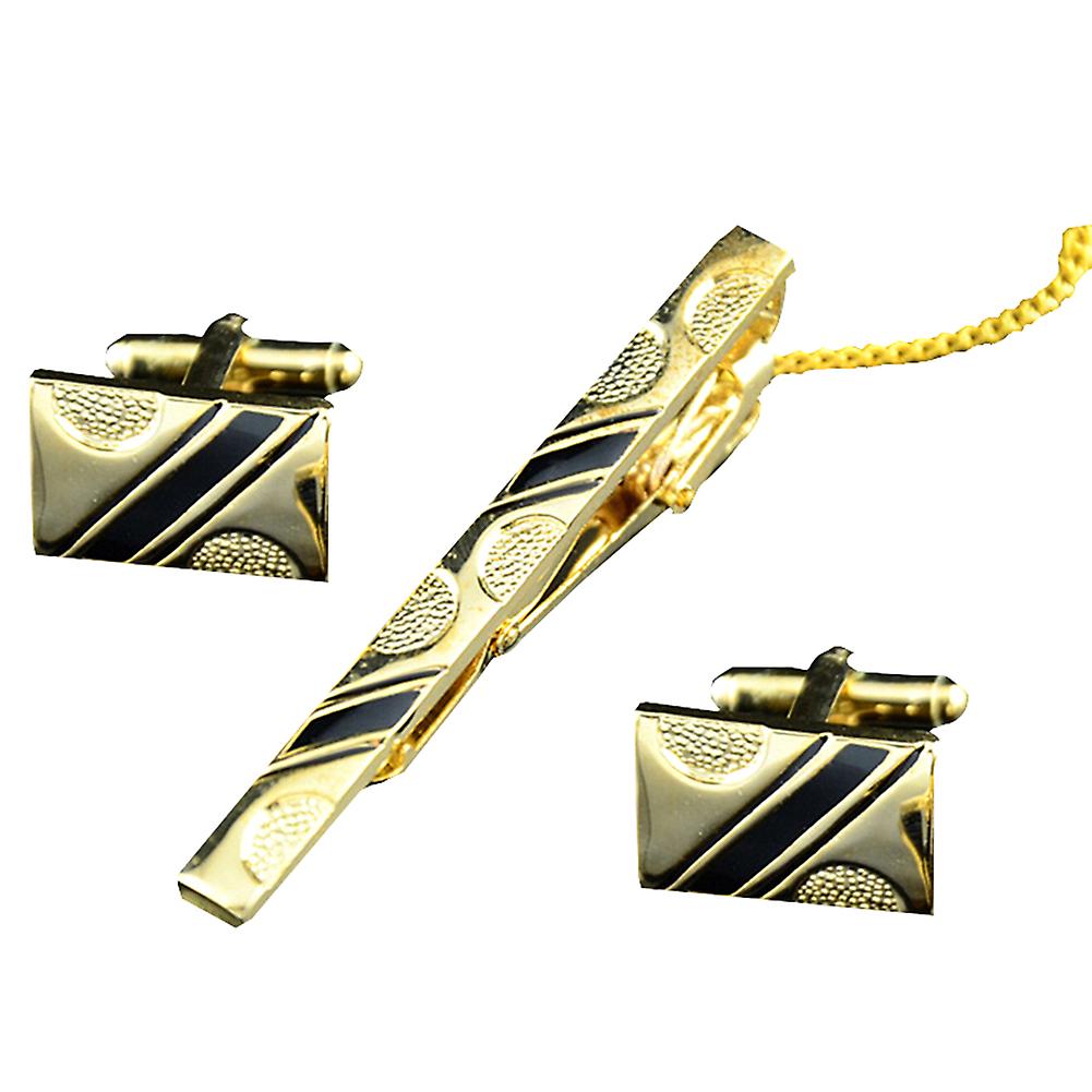 Tie Clips Fashion Elegant Enamel Men' s Accessories Set Tie Clips and Cufflinks Golden Enamel
