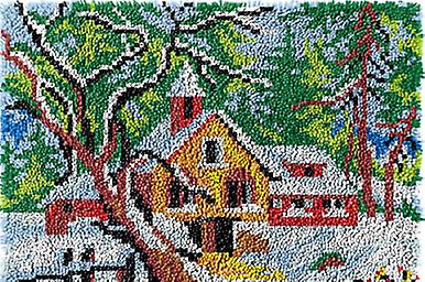Winter Scenery Rug Latch Hooking Kit (64x48cm Blank Canvas)
