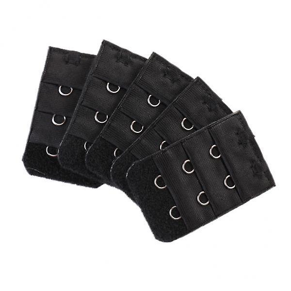 8x5pcs Elastic Bra Strap Extension Bra Extenders 2x 3 Hook Black